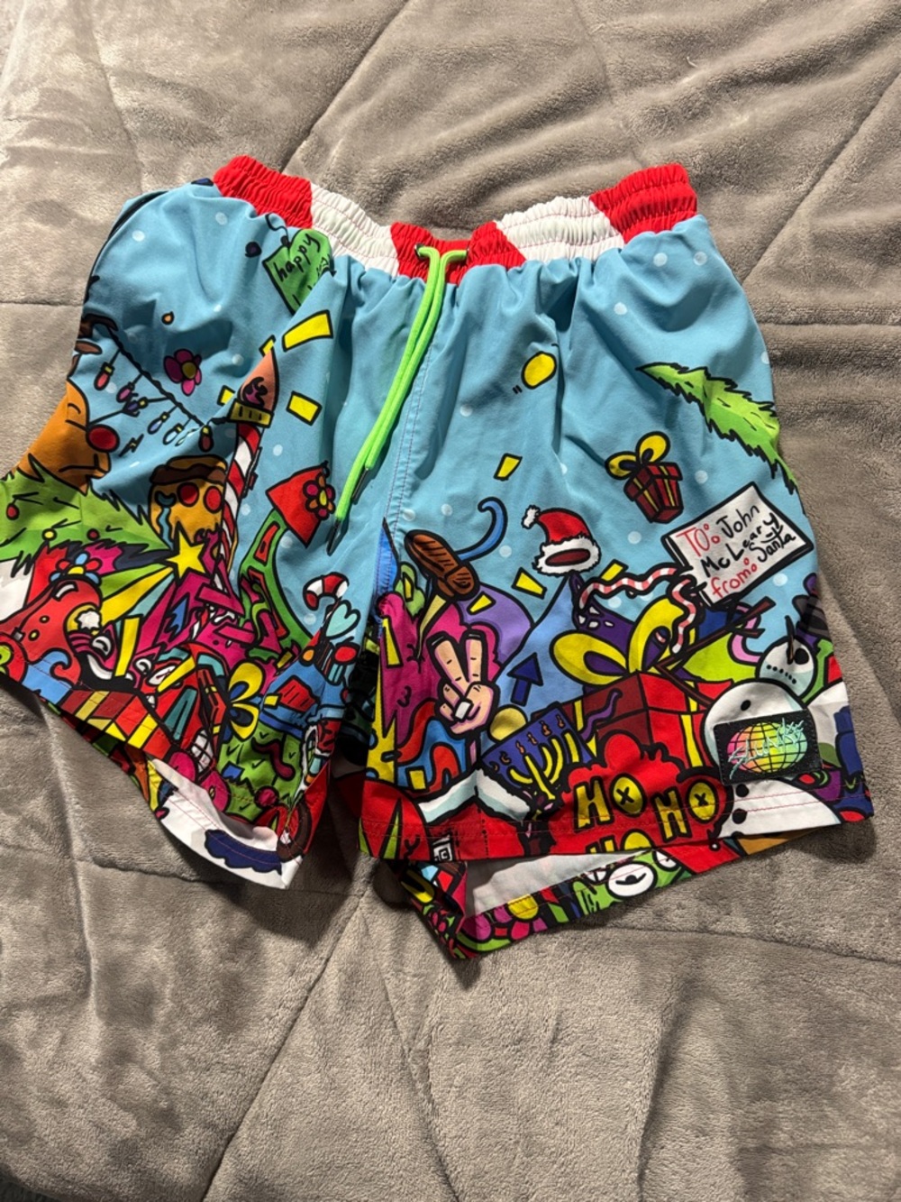 Slunks Colorful Cartoon Holiday Swim Shorts - Blue & Multi